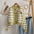 Two Piece Fashion Striped Floral Sweet Knitted Tank Top With Cardigan